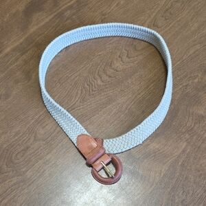 Talbots Woven Belt with Leather Buckle Genuine Leather Stretch Womens Size Small